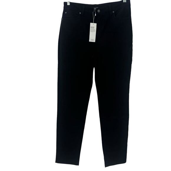 Eileen Fisher High-Waisted Slim Fit Black Jeans Tapered Leg Black Size S NWT - Picture 1 of 10